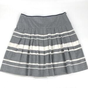 Ann Taylor Womens Gray Cream Cotton Blend Pleated Full Skirt Size 8 New